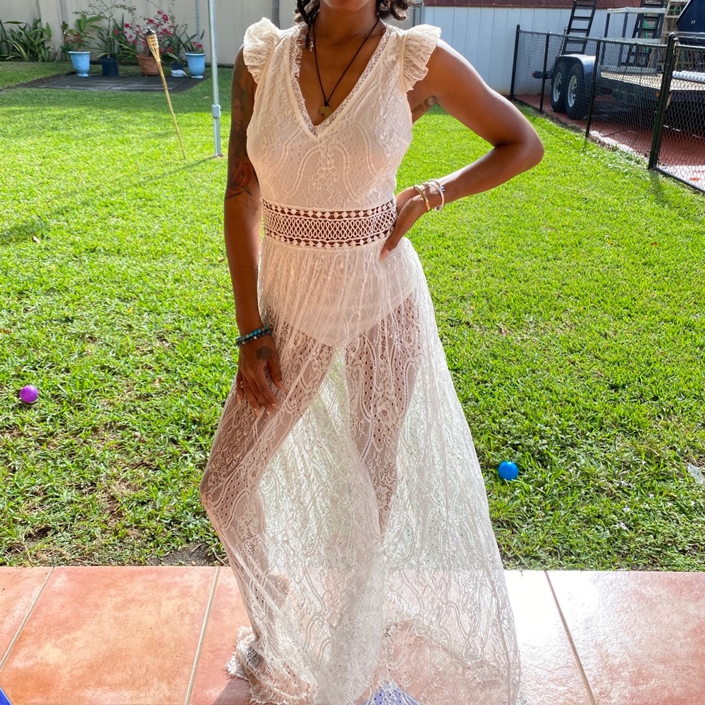 White Lace Maxi Dress